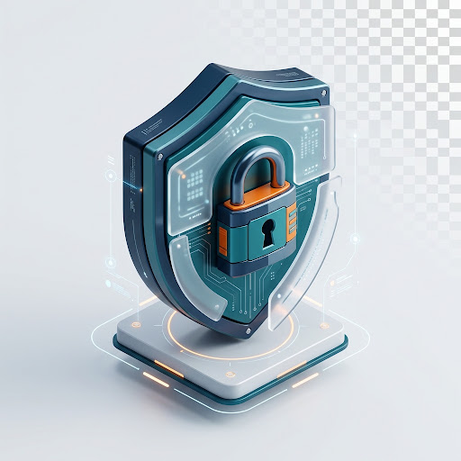 Security shield with an encrypted padlock